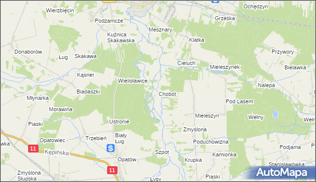 mapa Chobot gmina Bolesławiec, Chobot gmina Bolesławiec na mapie Targeo