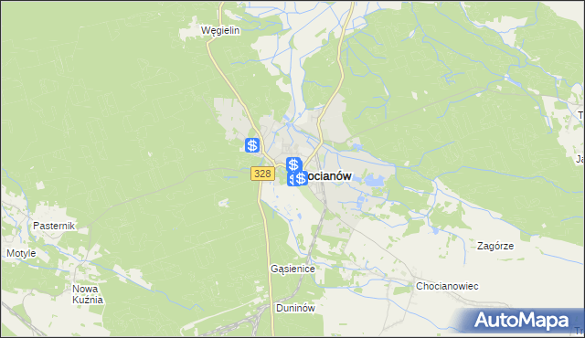 mapa Chocianów, Chocianów na mapie Targeo