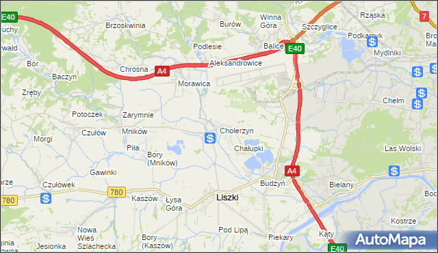 mapa Cholerzyn, Cholerzyn na mapie Targeo