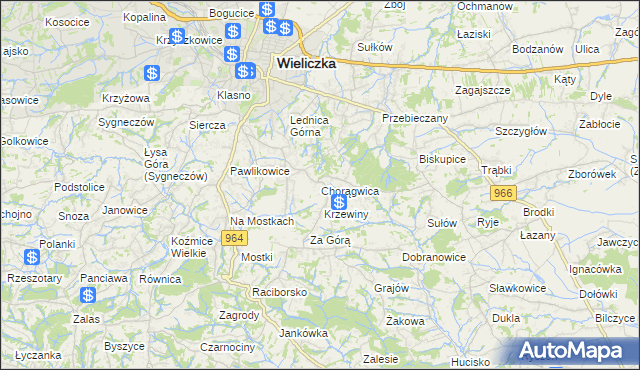 mapa Chorągwica, Chorągwica na mapie Targeo