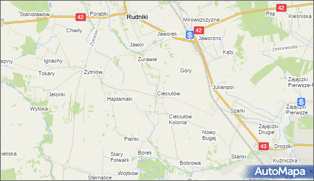 mapa Cieciułów, Cieciułów na mapie Targeo
