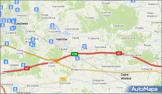 mapa Cisie gmina Halinów, Cisie gmina Halinów na mapie Targeo