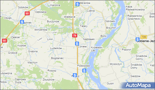 mapa Coniew, Coniew na mapie Targeo