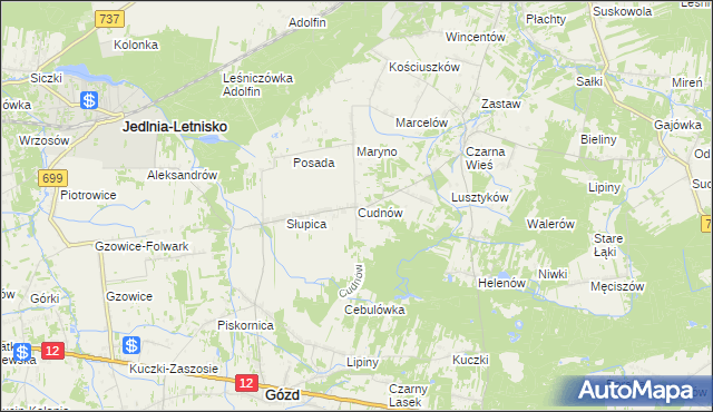 mapa Cudnów, Cudnów na mapie Targeo