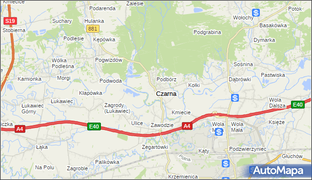 mapa Czarna powiat łańcucki, Czarna powiat łańcucki na mapie Targeo