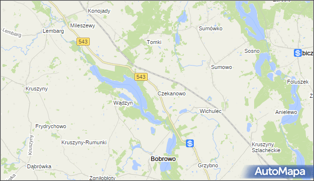 mapa Czekanowo gmina Bobrowo, Czekanowo gmina Bobrowo na mapie Targeo