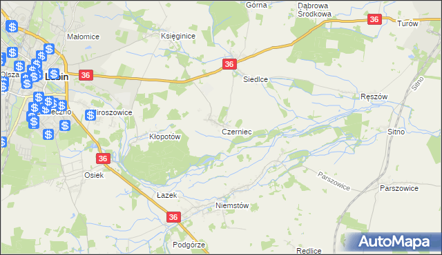 mapa Czerniec gmina Lubin, Czerniec gmina Lubin na mapie Targeo