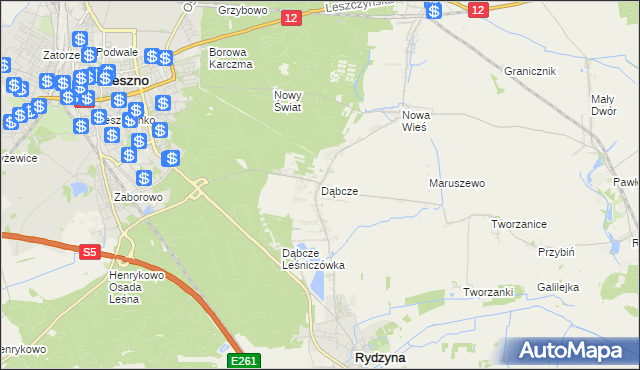 mapa Dąbcze, Dąbcze na mapie Targeo