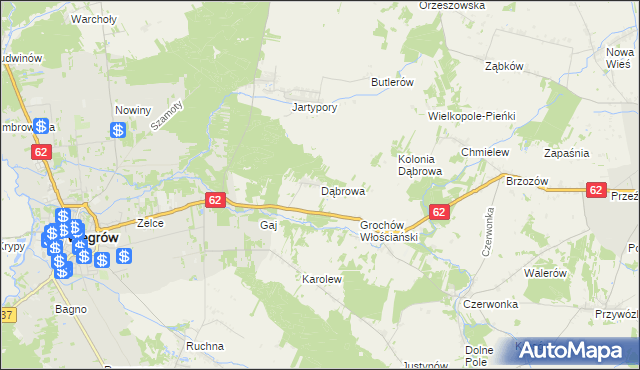 mapa Dąbrowa gmina Sokołów Podlaski, Dąbrowa gmina Sokołów Podlaski na mapie Targeo