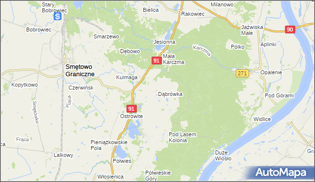 mapa Dąbrówka gmina Gniew, Dąbrówka gmina Gniew na mapie Targeo