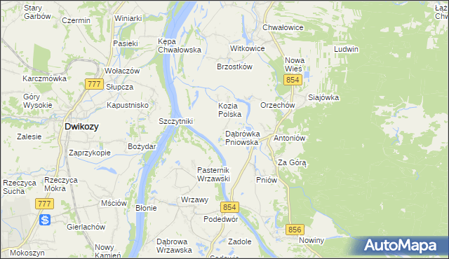 mapa Dąbrówka Pniowska, Dąbrówka Pniowska na mapie Targeo