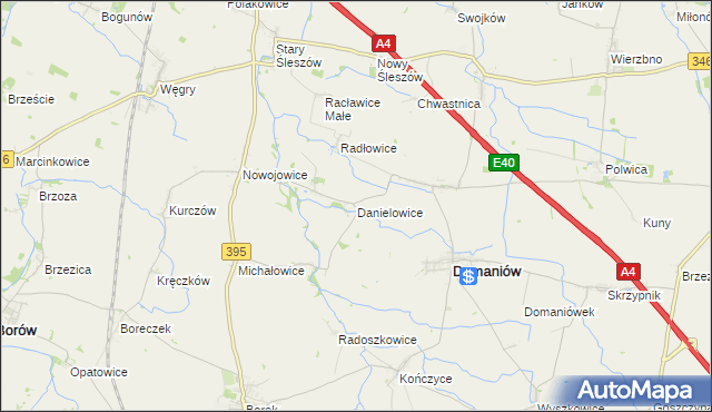 mapa Danielowice, Danielowice na mapie Targeo