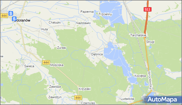 mapa Dębnica gmina Przygodzice, Dębnica gmina Przygodzice na mapie Targeo