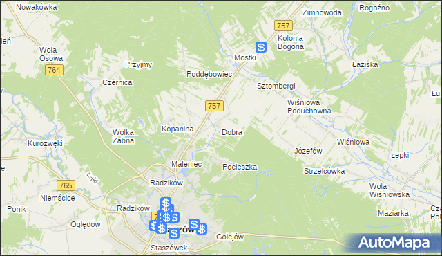 mapa Dobra gmina Staszów, Dobra gmina Staszów na mapie Targeo