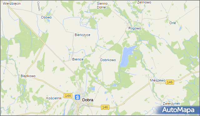 mapa Dobrkowo, Dobrkowo na mapie Targeo
