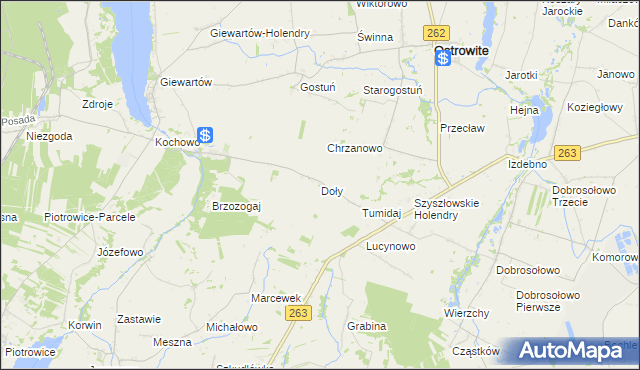 mapa Doły gmina Ostrowite, Doły gmina Ostrowite na mapie Targeo