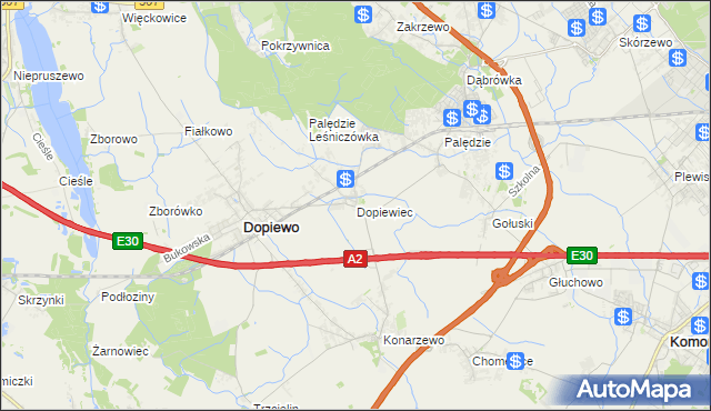 mapa Dopiewiec, Dopiewiec na mapie Targeo