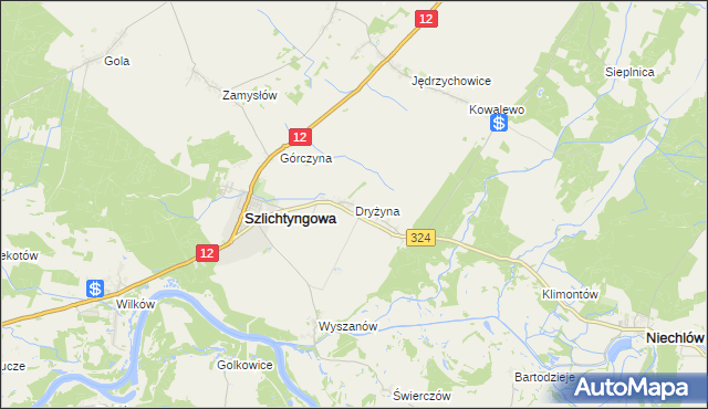 mapa Dryżyna, Dryżyna na mapie Targeo