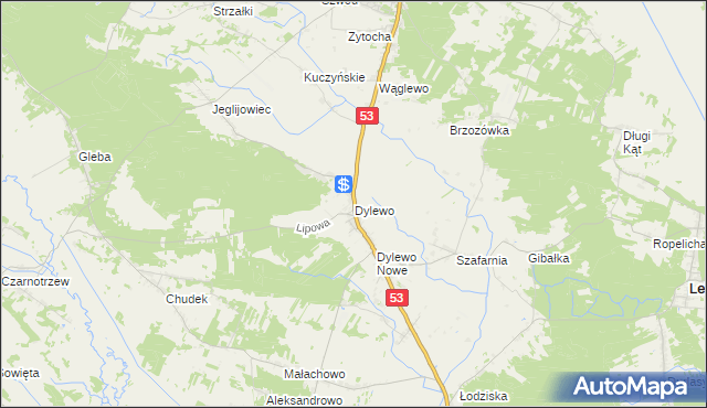 mapa Dylewo gmina Kadzidło, Dylewo gmina Kadzidło na mapie Targeo