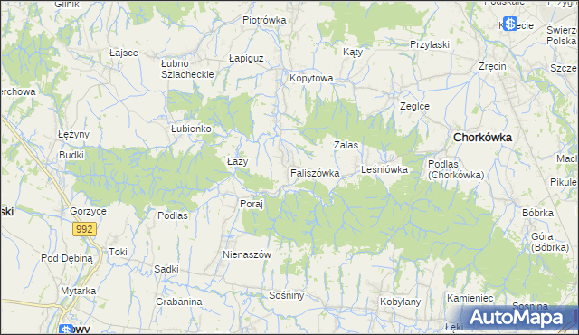 mapa Faliszówka, Faliszówka na mapie Targeo