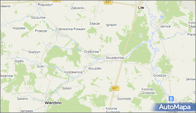 mapa Filipy gmina Wierzbno, Filipy gmina Wierzbno na mapie Targeo