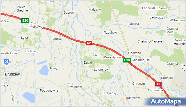 mapa Gaj gmina Dąbie, Gaj gmina Dąbie na mapie Targeo