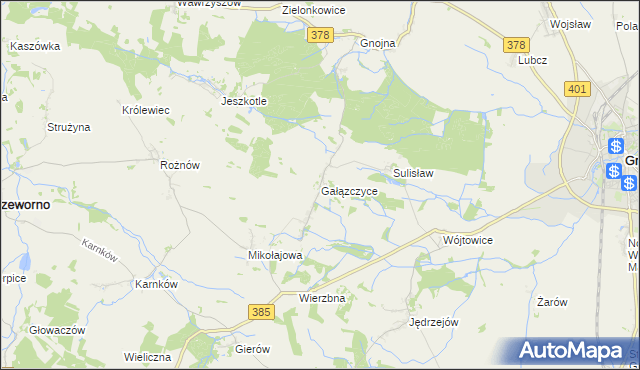 mapa Gałązczyce, Gałązczyce na mapie Targeo