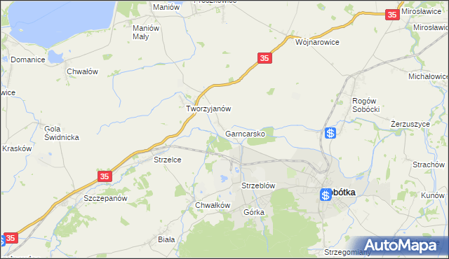 mapa Garncarsko gmina Sobótka, Garncarsko gmina Sobótka na mapie Targeo