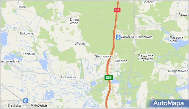 mapa Głuchowice, Głuchowice na mapie Targeo