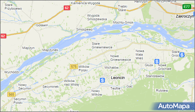 mapa Gniewniewice Folwarczne, Gniewniewice Folwarczne na mapie Targeo