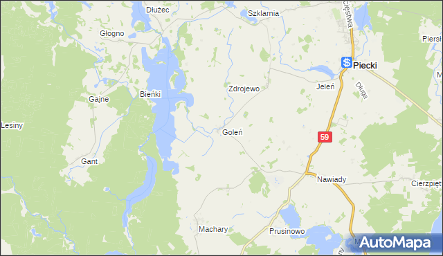mapa Goleń gmina Piecki, Goleń gmina Piecki na mapie Targeo