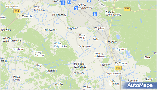 mapa Goleszów gmina Mielec, Goleszów gmina Mielec na mapie Targeo