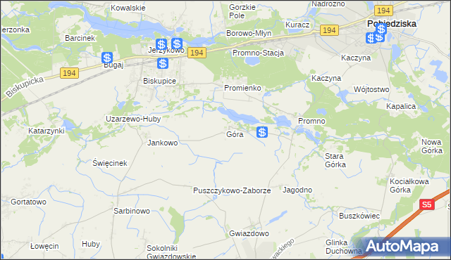 mapa Góra gmina Pobiedziska, Góra gmina Pobiedziska na mapie Targeo