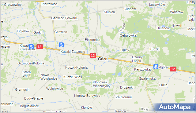 mapa Gózd powiat radomski, Gózd powiat radomski na mapie Targeo