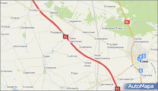 mapa Grabówka gmina Choceń, Grabówka gmina Choceń na mapie Targeo