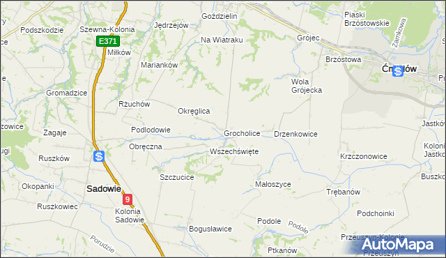 mapa Grocholice gmina Sadowie, Grocholice gmina Sadowie na mapie Targeo