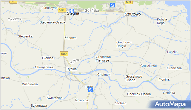 mapa Grochowo Pierwsze, Grochowo Pierwsze na mapie Targeo