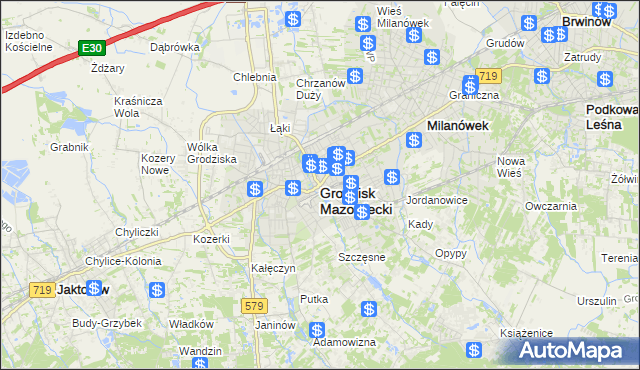 mapa Grodzisk Mazowiecki, Grodzisk Mazowiecki na mapie Targeo