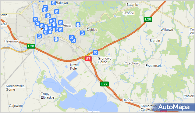 mapa Gronowo Górne, Gronowo Górne na mapie Targeo