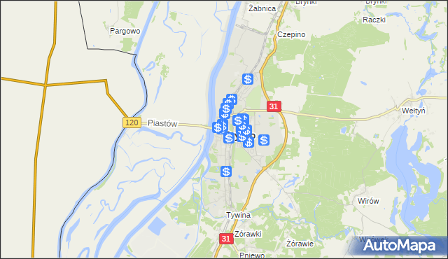 mapa Gryfino, Gryfino na mapie Targeo
