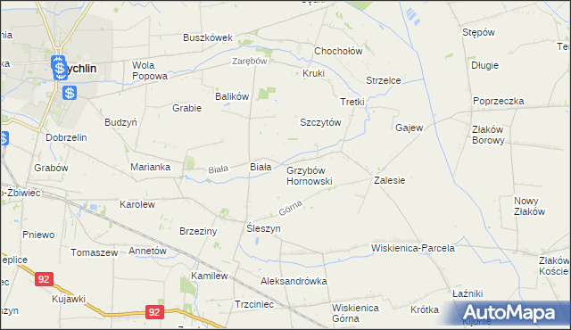 mapa Grzybów Hornowski, Grzybów Hornowski na mapie Targeo