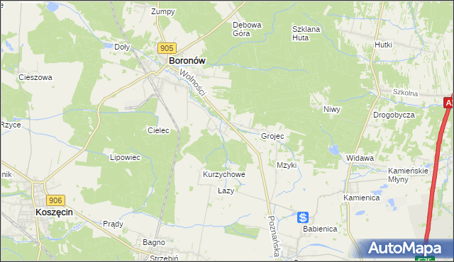 mapa Hucisko gmina Boronów, Hucisko gmina Boronów na mapie Targeo