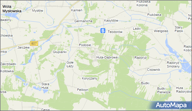 mapa Huta-Dąbrowa, Huta-Dąbrowa na mapie Targeo