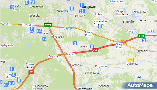 mapa Izabela gmina Wiązowna, Izabela gmina Wiązowna na mapie Targeo