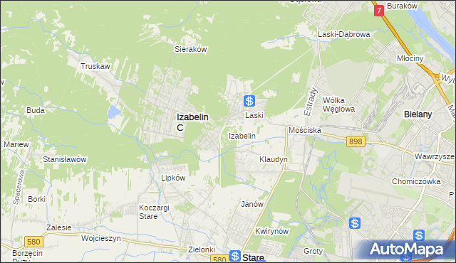 mapa Izabelin powiat warszawski zachodni, Izabelin powiat warszawski zachodni na mapie Targeo