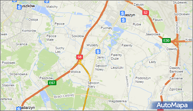 mapa Janki gmina Raszyn, Janki gmina Raszyn na mapie Targeo