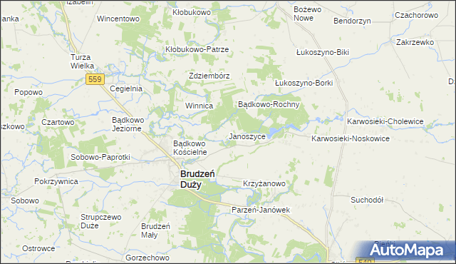 mapa Janoszyce, Janoszyce na mapie Targeo