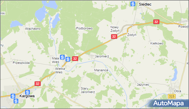mapa Jaromierz gmina Siedlec, Jaromierz gmina Siedlec na mapie Targeo