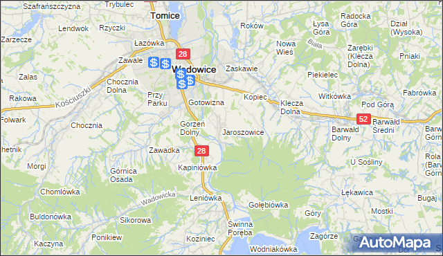 mapa Jaroszowice, Jaroszowice na mapie Targeo