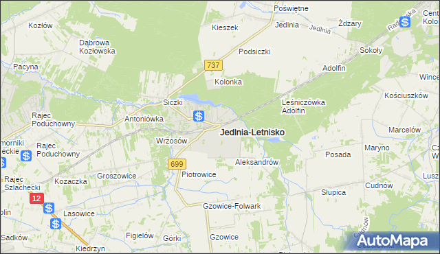 mapa Jedlnia-Letnisko, Jedlnia-Letnisko na mapie Targeo